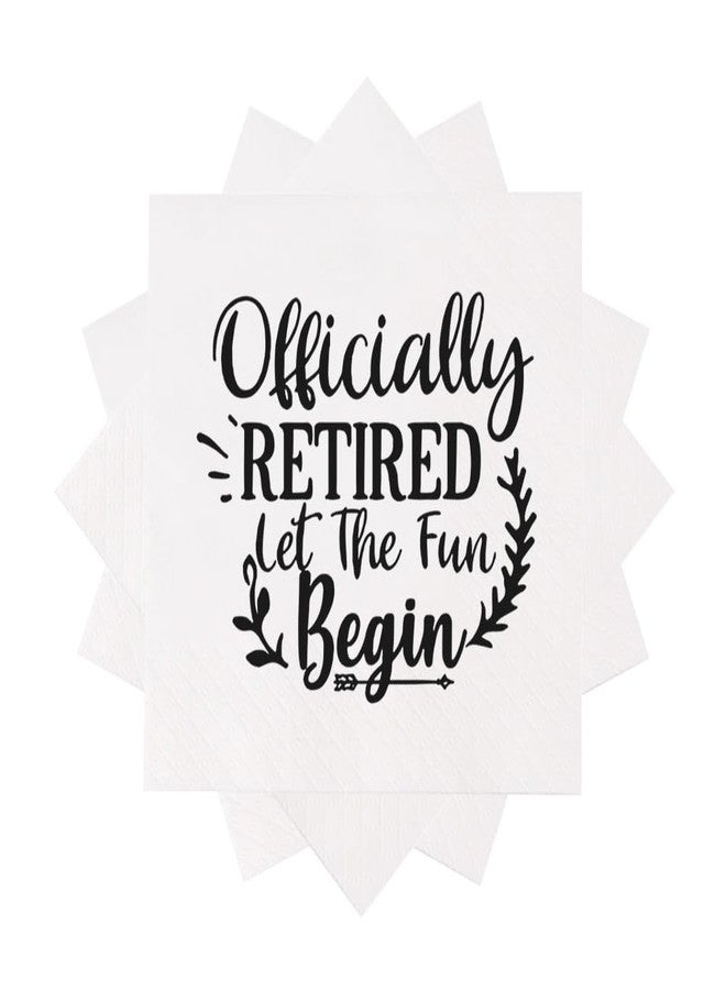 VOWFOO Retirement Cocktail Napkins Party Napkins Beverage Napkins Bar Napkins Disposable Paper Novelty Humorous Gag Gift 100Pcs 4.5 x 4.5 17-ply (Officially Retired Let The Fun Begin) - Image 2
